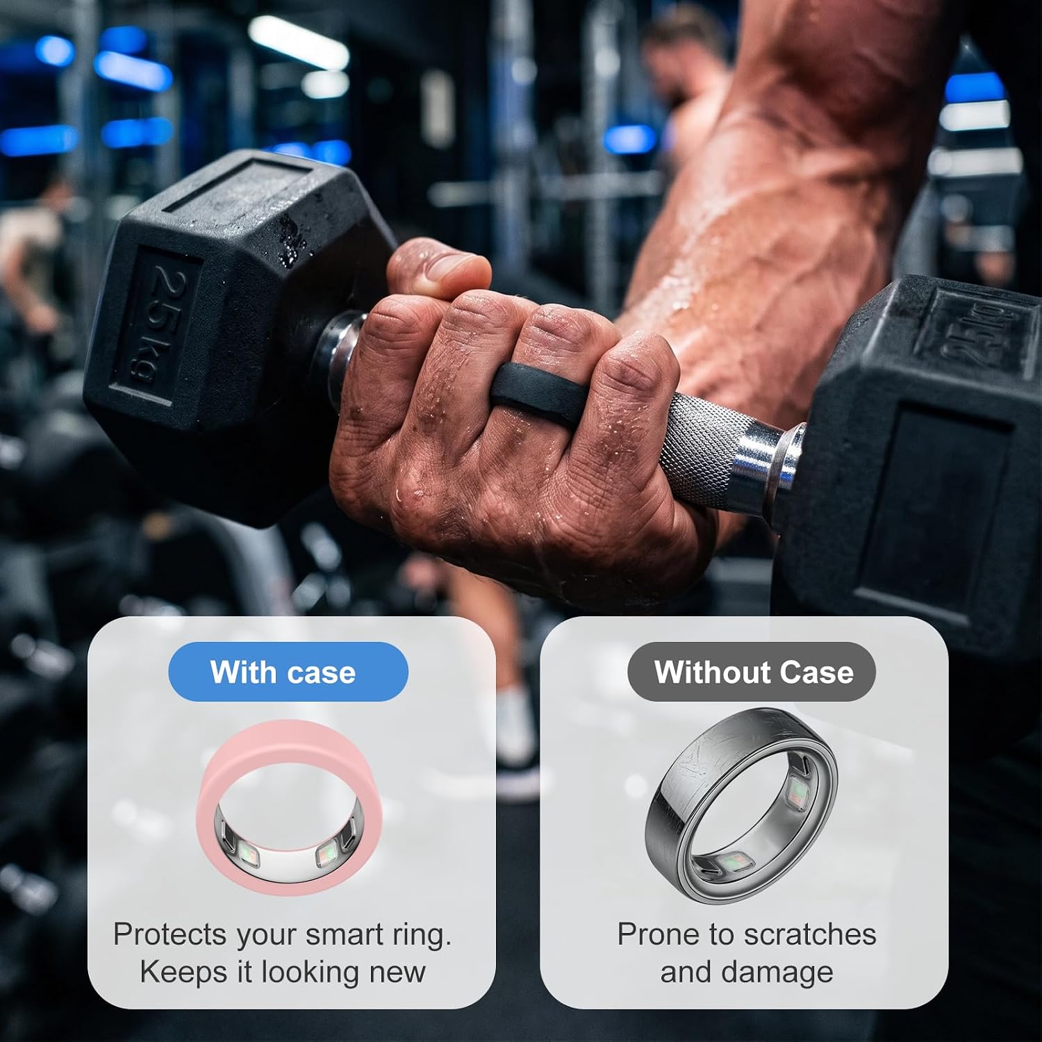 Ring 5 Cover–Compatible with Oura Ring Gen 5 Silicone Protector, Anti-Scratch Protective Case, Supports Charging Smart Ring Accessories for Men Women（2 Pack Size M Fits 9/10/11） image 5