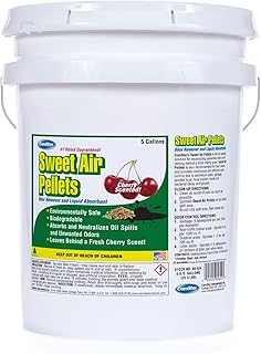 Sweet Air Pellets, 5 Gallon, Odor Eliminator & Absorbent, Cherry Scented, Long-Lasting Neutralizer for Home & Industrial Use, Eliminates Oil, Fuel, Smoke, Pet Odors (60-624)
