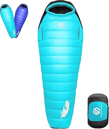 Miniatura 8 de Saco de dormir de plumón de 3215 grados F, 550650 plumón de potencia de relleno de plumón para clima frío, saco de dormir para adultos, ultraligero