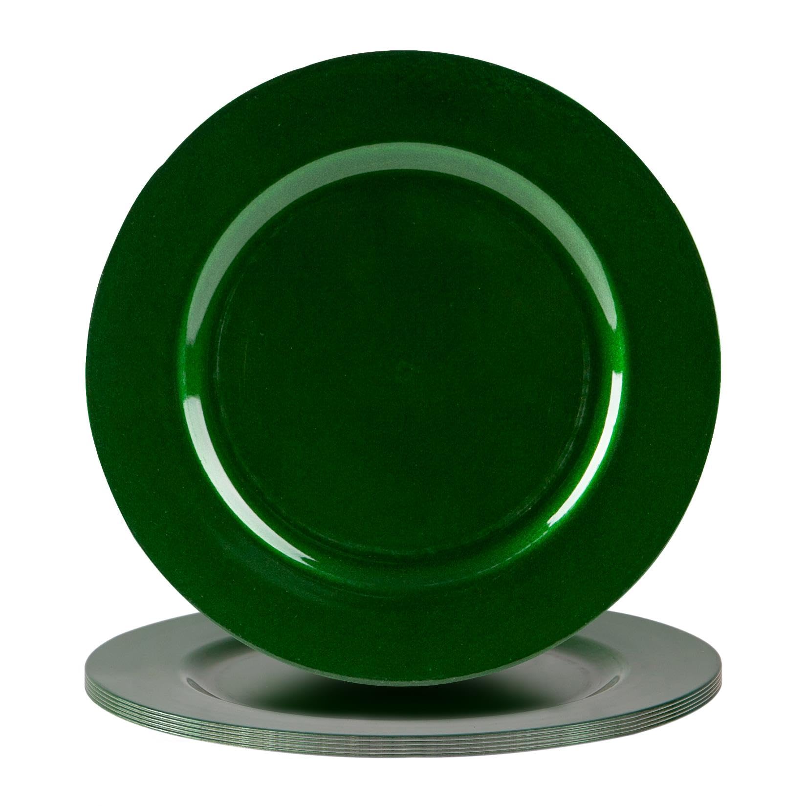 Argon Tableware 6 pièce métallique Chargeur microplaques - Fini métallique - 33cm - Vert