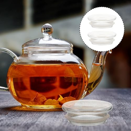 Miniatura 6 de BESTonZON Accesorios de ceremonia de té, estufa portátil, 2 tapas de vidrio de repuesto para tetera de vidrio, fundas de tetera de vidrio,