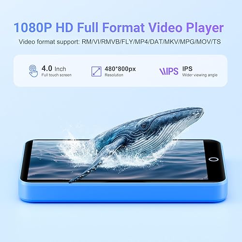 Miniatura 4 de Reproductor MP3 de 80 GB con Bluetooth y WiFi, Oilsky 4.0 pulgadas IPS pantalla táctil reproductor MP3 con altavoz, reproductor de música con