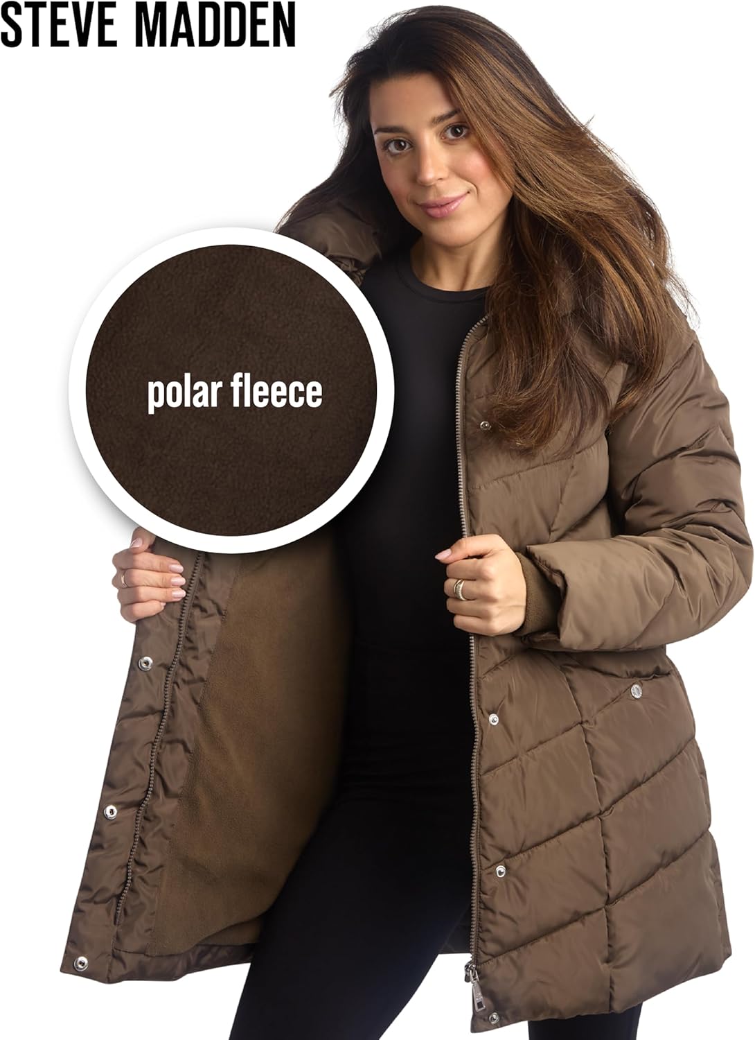 Steve Madden Womens Long Puffer Coat - Heavyweight Insulated Fall Winter Jackets for Women Windproof Long Length Bubble Parka - Image 5