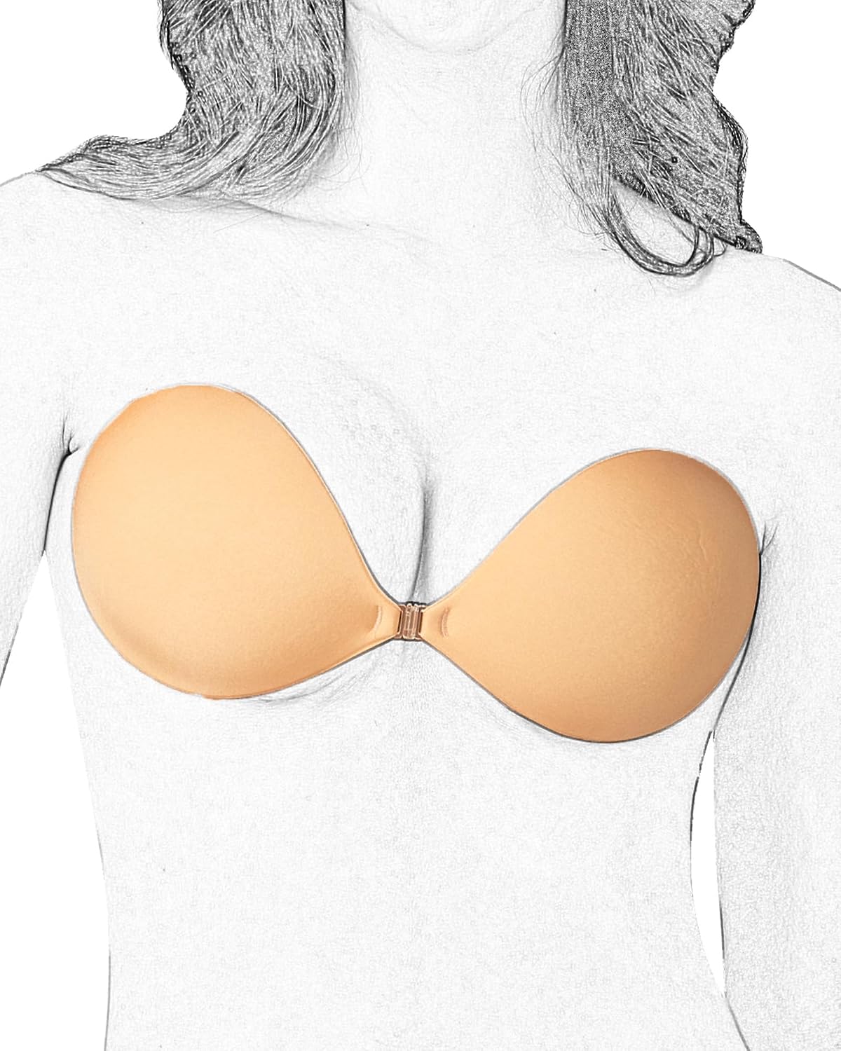 Niidor Sticky Bra Adhesive Strapless Bra Silicone Invisible Backless Bras for Women with Reusable Nipple Covers Nude