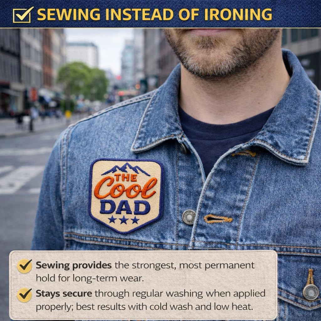 The Cool Dad Patch - Iron On or Sew On Morale Patch Best Dad Ever - Funny Patches for Father Day Gift, DIY Applique Accessories, Trucker Hats, Clothes, Backpack, Friends Size 3 Inches
