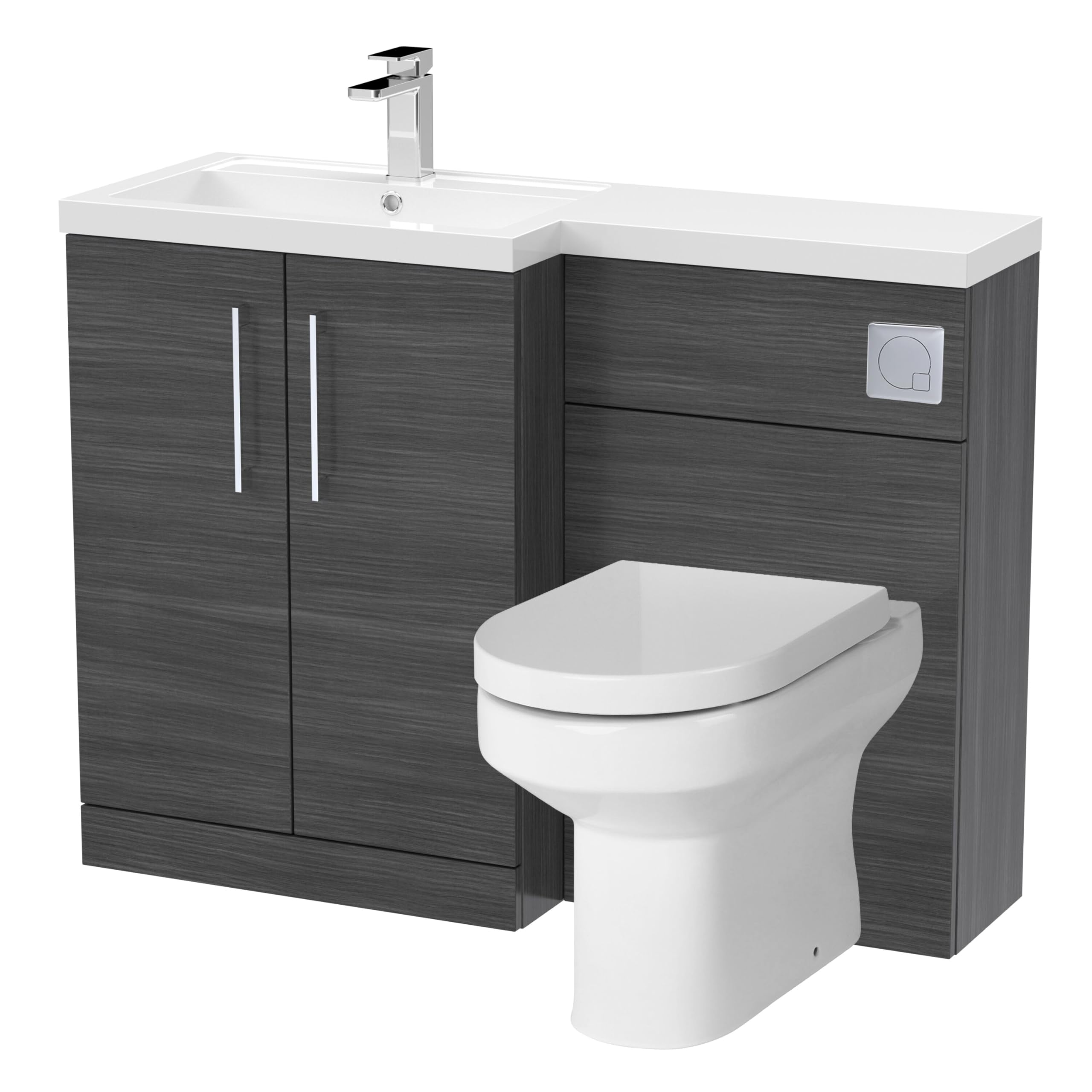 Balterley Bramshall Bathroom Bundle Floor Standing Vanity Basin And Wc Unit With PanSeat And CisternLeft HandAnthracite Woodgrain from B&Q