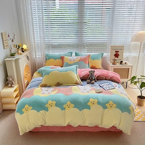 Miniatura 7 de CinYana Juego de funda de edredón de oso funda de edredón suave para niños juego de ropa de cama tamaño Queen color blanco y marrón funda de edredón