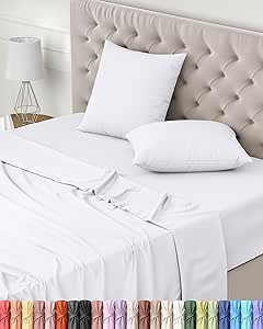 Utopia Bedding Juego de Sabanas 4 Piezas 160x200 - Poliéster Microfibra Cepillada - Oeko-Tex Certificado - Sábana Bajera, Sábana Plana y 2 Fundas de Almohada 65x65 (Cama 160, Blanco)
