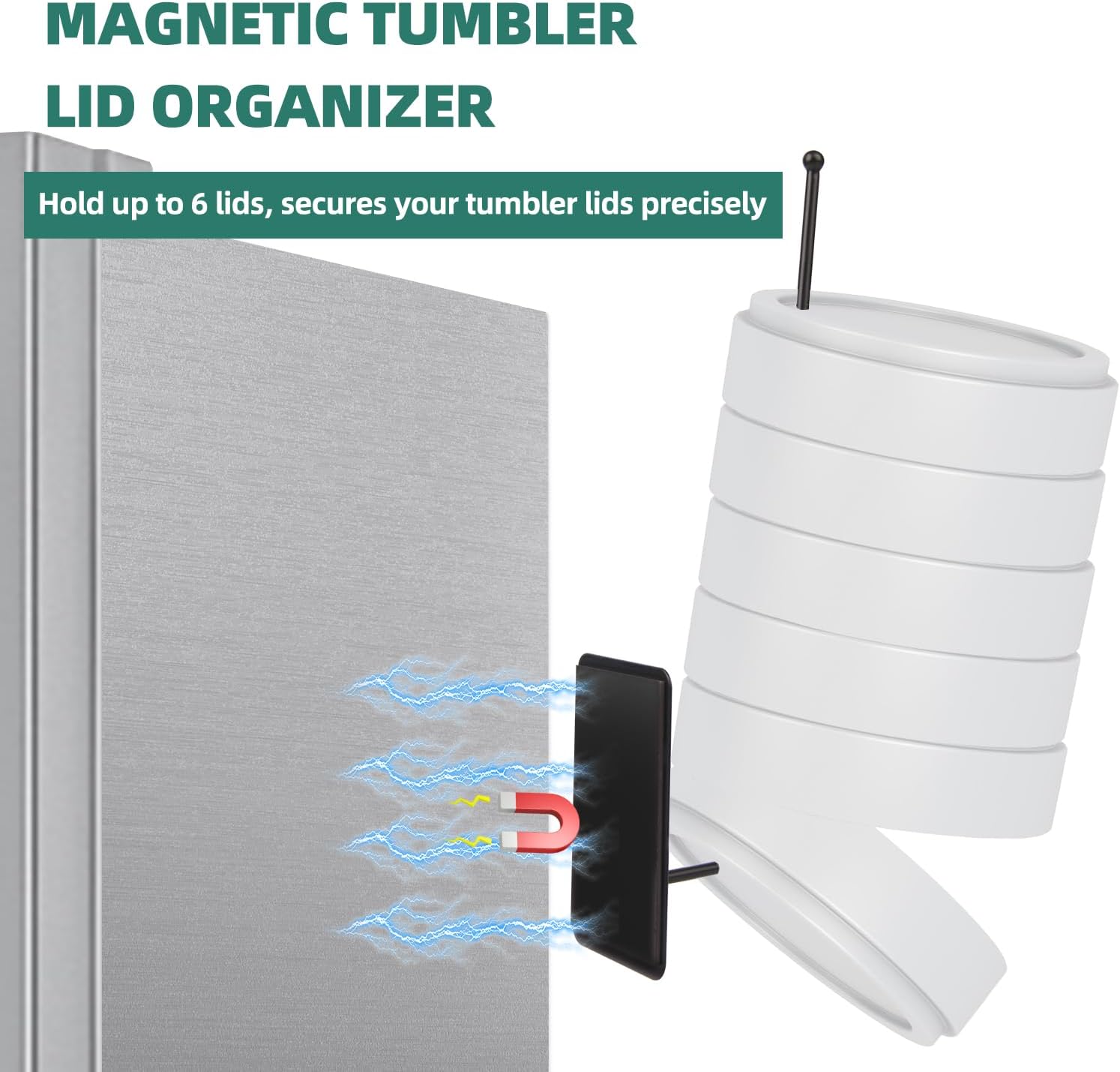 4 Pack Magnetic Cup Holder for Fridge, Magnetic Cup Holder for Stanley Cup 30/40 oz, Water Bottle Organizer Rack with Hooks for Stanley Accessories, Easy Installation