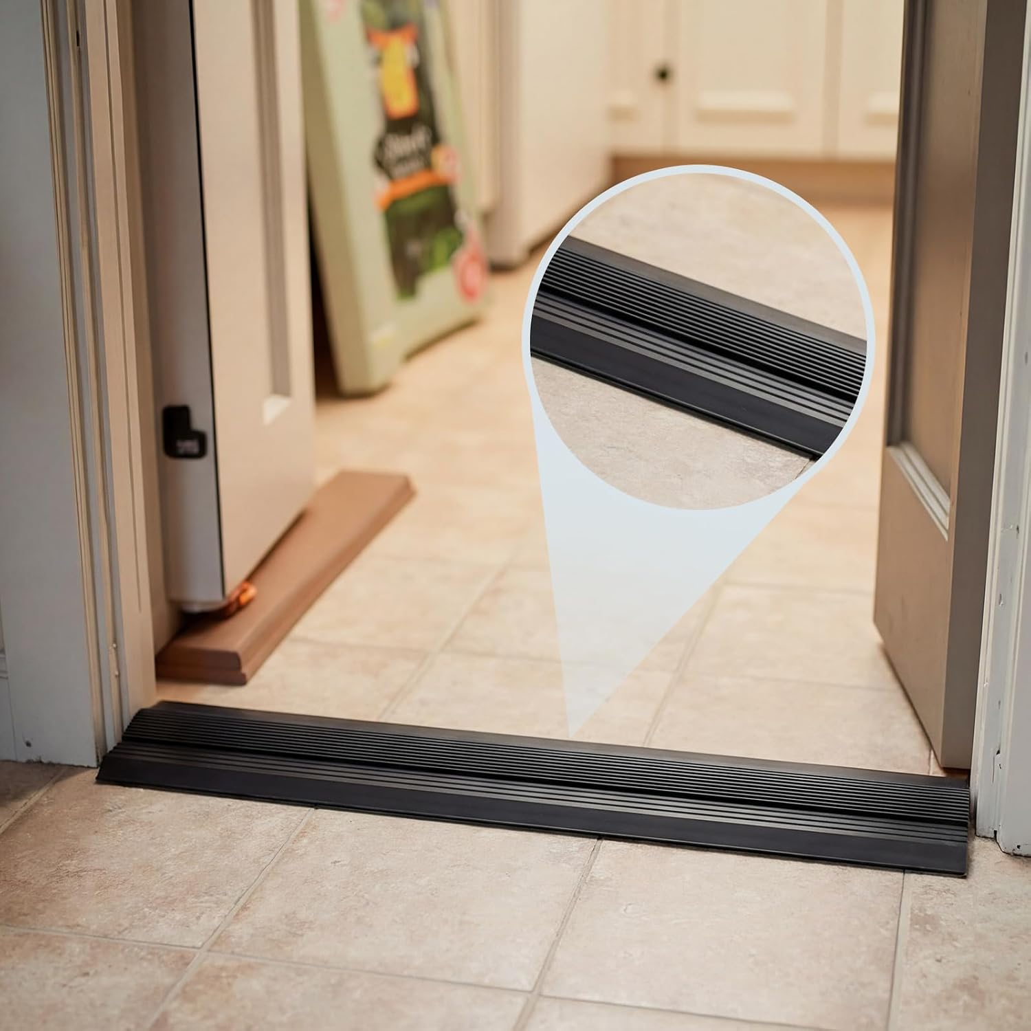 2 Pack 36" Aluminum Exterior Doors Low-Profile Threshold 3-3/4 in. x 3/4 in. Adjustable Heavy-Duty Aluminum and Vinyl Threshold with Mounting Screws for Weatherproof Residential Use