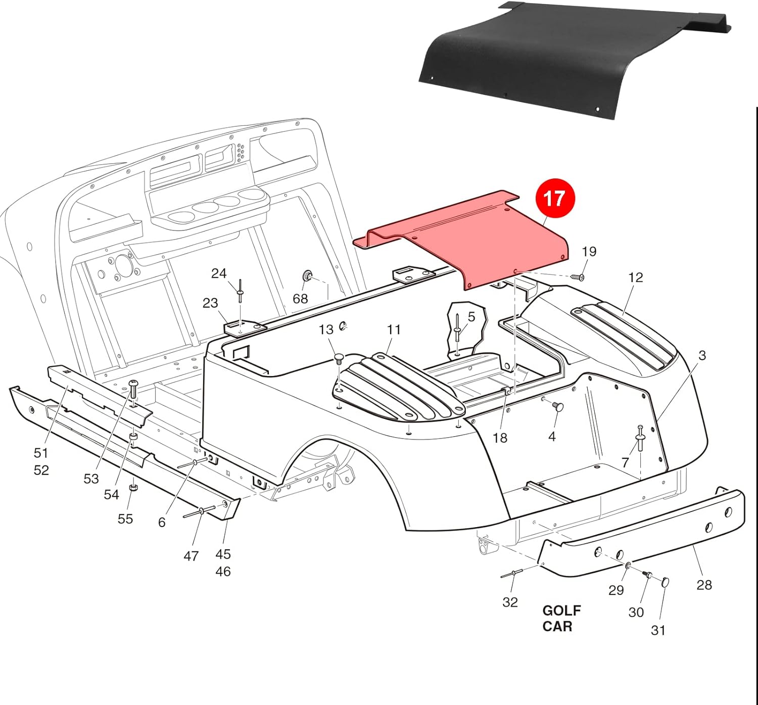 Roykaw Golf Cart Black Access Panel Cover for EZGO 1994-2013 TXT ＆ Medalist Models,Replaces OEM Parts# 71320g-G01