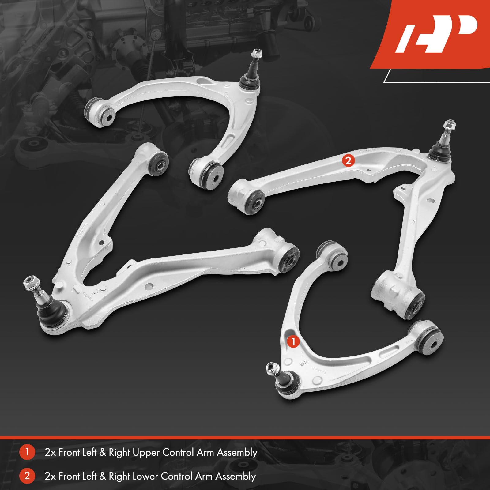 A-Premium Set of 4, Front Upper & Lower Control Arm Kit, with Ball ...