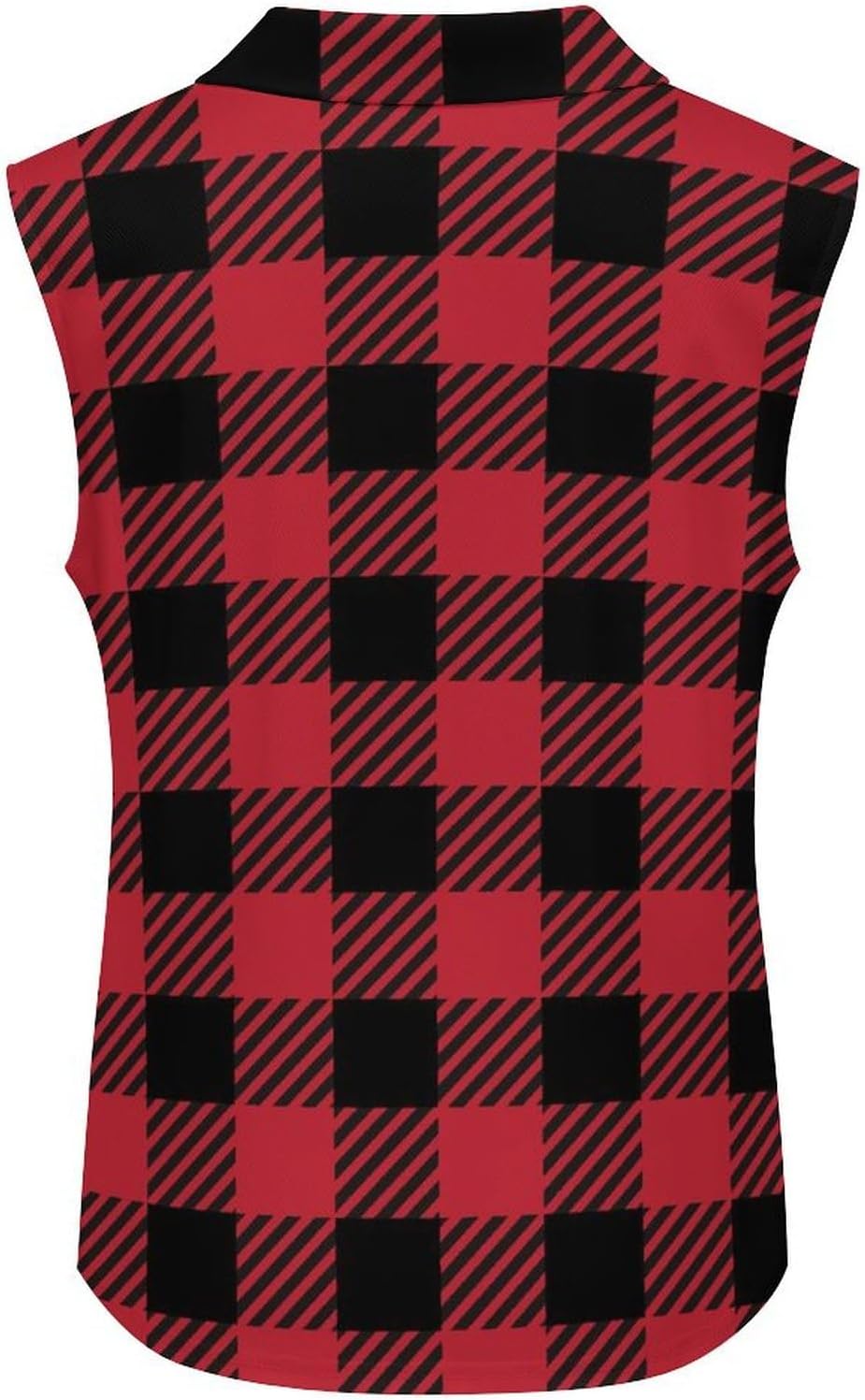 Red Lumberjack Buffalo Plaid Women's Sleeveless Golf Polo Shirts Athletic Tank Tops
