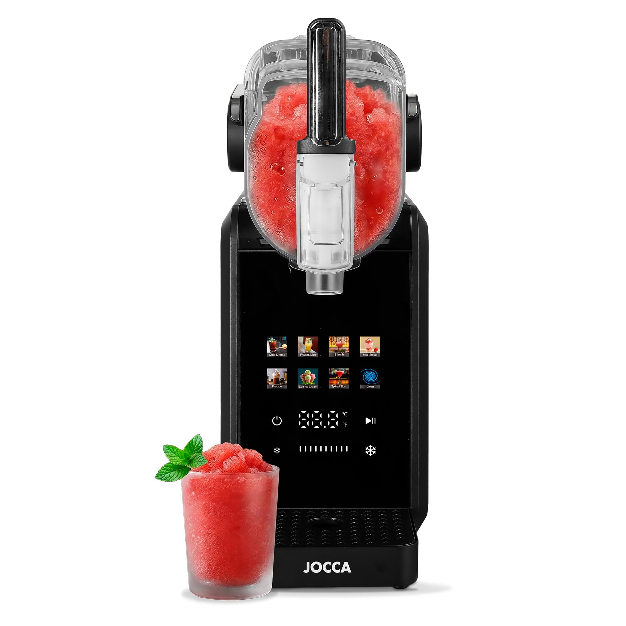 JOCCA - Máquina de Granizados, Helados y Bebidas Frías, 1,8 Litros, 7 Programas, Prepara Bebidas Frias en 15-60 minutos, Control de Temperatura, Pantalla Táctil, 200W