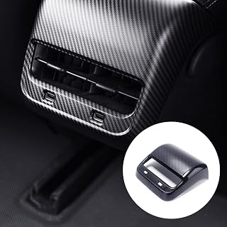 Carbon Fiber AC Vents Cover for Tesla Model 3 & Model Y, Rear Center Console Air Vent Trim for Tesla Accessories (Matte Carbon)