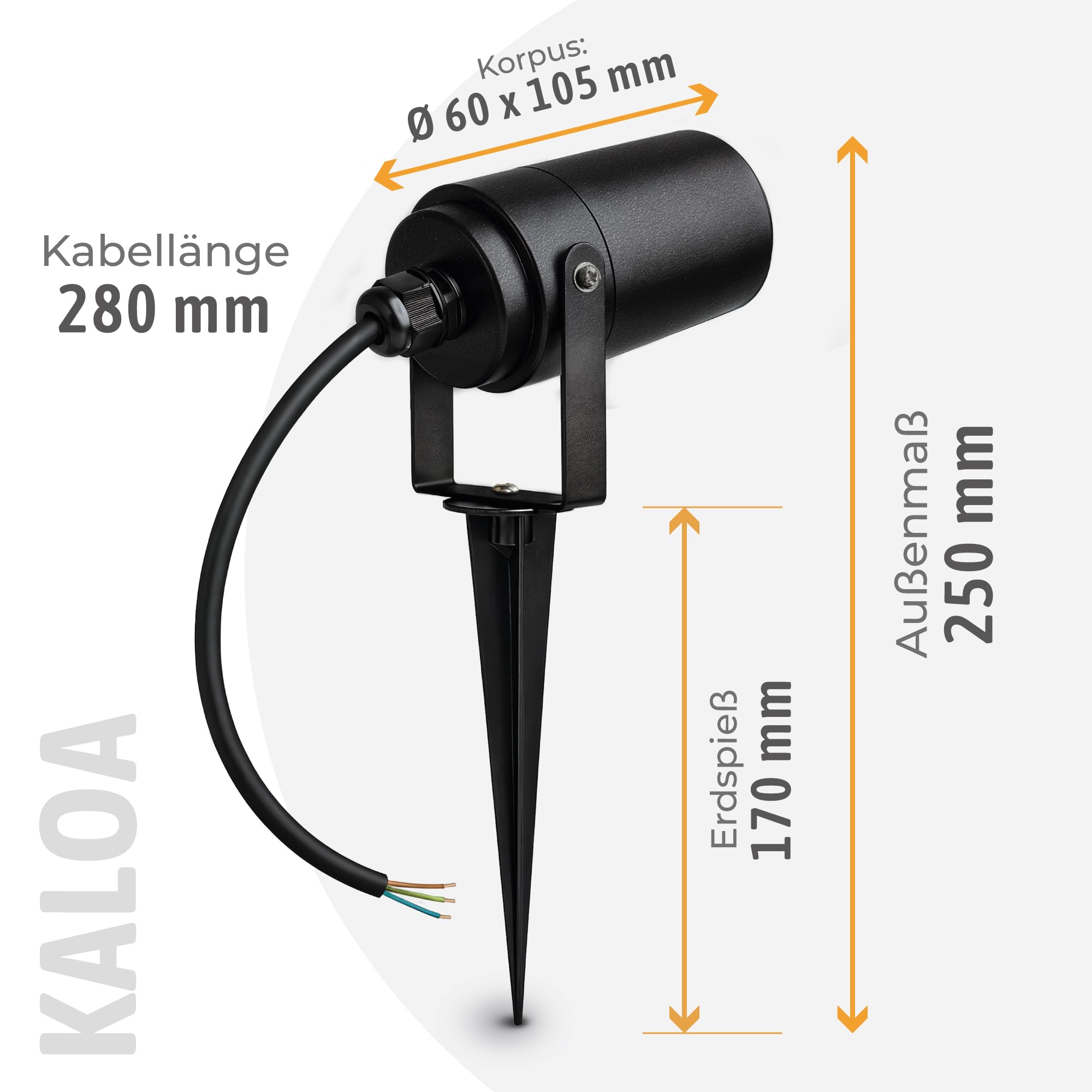 SSC-LUXon 4x KALOA Gartenstrahler mit GU10 Fassung schwenkbar - indirekte Gartenlampe IP44 mit Erdspieß & Kabel für den Direktanschluss an 230V