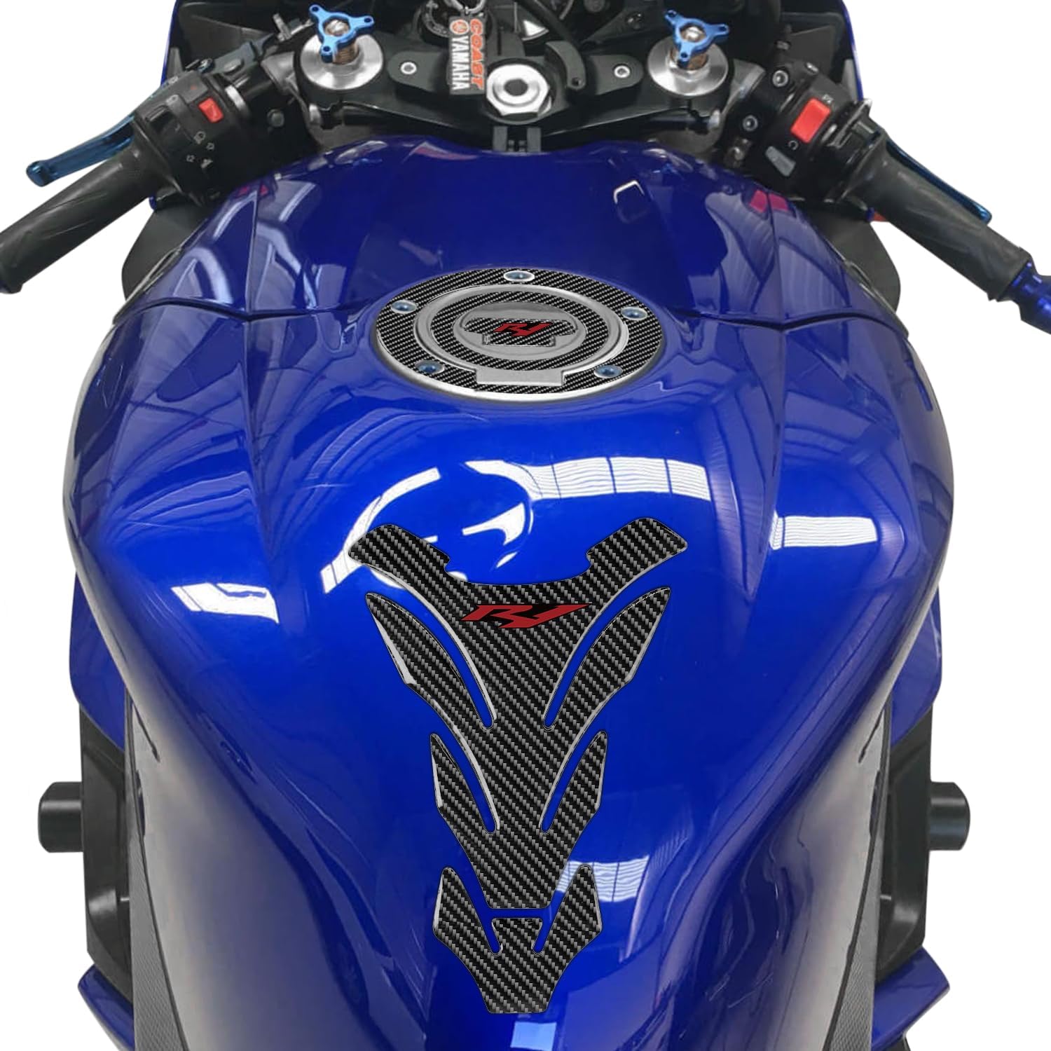 R1 3D Motorcycle Tank Pad Gas Tank Protector Compatible with Yamaha YZF-R1 R1 Anti Slip Tank Pad Stickers Gas Oil Fuel Tank Pad Protectors,white