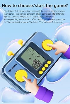 Creativity Brick Game Console 26 Block Games Adjustable Level/Speed Retro Handheld Game Console Soft Silicone Buttons Racing/Tank Battle Electronic Toys Children's (Purple)