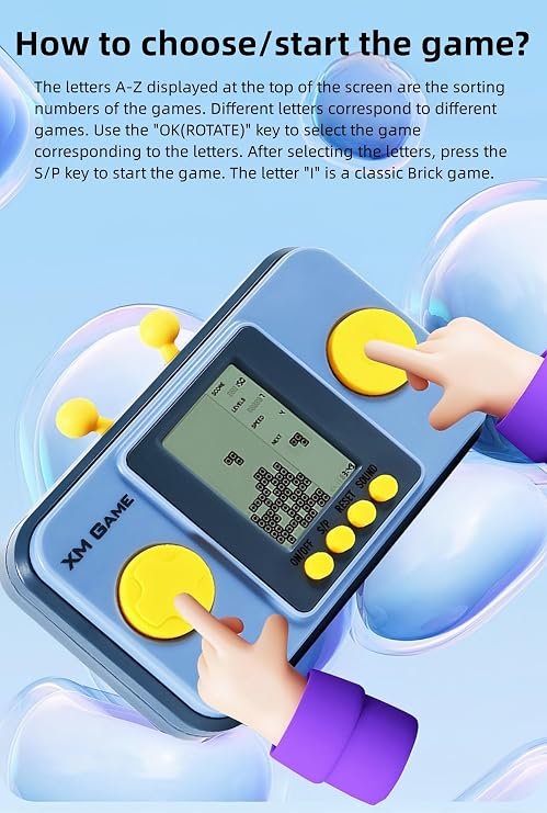 Creativity Brick Game Console 26 Block Games Adjustable Level/Speed ​​ Retro Handheld Game Console Soft Silicone Buttons Racing/Tank Battle Electronic Toys Children's (Purple)