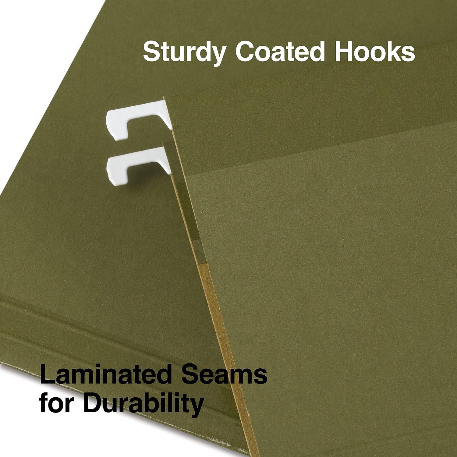 Staples Recycled Reinforced Hanging File Folders, Letter Size, 3‑Tab, Standard Green, Tear‑Resistant – 25/Box
