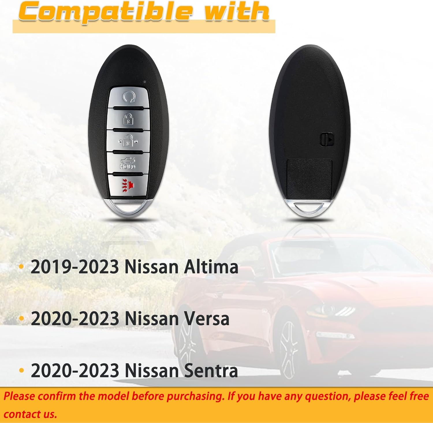 Key Fob Replacement Fits for Nissan Altima 2019 2020 2021 2022 2023 /Versa Sentra 2020-2023 Keyless Entry Remote Control KR5TXN4