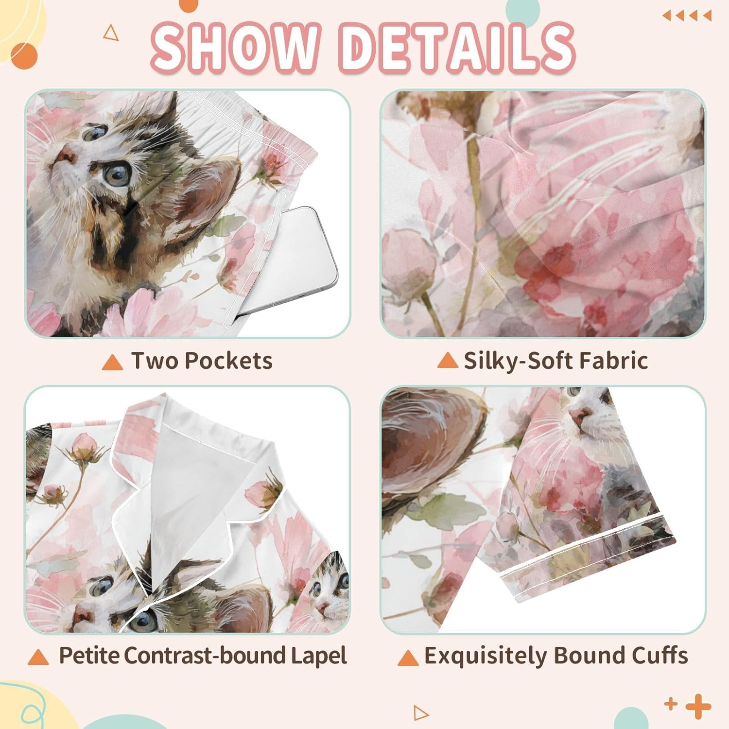 Silk Pajamas Sets Soft Satin 2 Piece Pjs Set Short Sleeve Sleepwear Nightwear