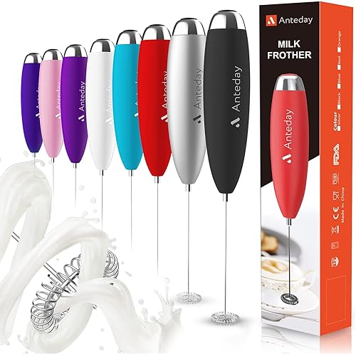 Milk Frother, Frother for Coffee, Frother Handheld, 2022 Upgrade Matcha Whisk Drink Mixer Christmas Coffee Gifts for Mom Women, Coffee Frother for Lattes Cappuccino Hot Chocolate, Black