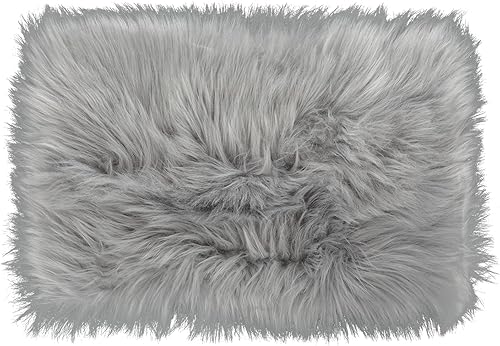 Alfombra blanca de piel sintética, 20 x 12 pulgadas, ultra suave, pequeñas alfombras esponjosas de lujo para dormitorio, alfombra de noche, alfombra