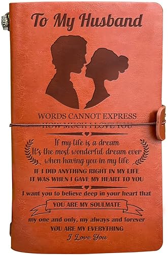 Diario de cuero con texto en inglés To My Husband I Love You, cuaderno de bocetos de 140 páginas, cuaderno de viaje, recargable, cumpleaños, boda,