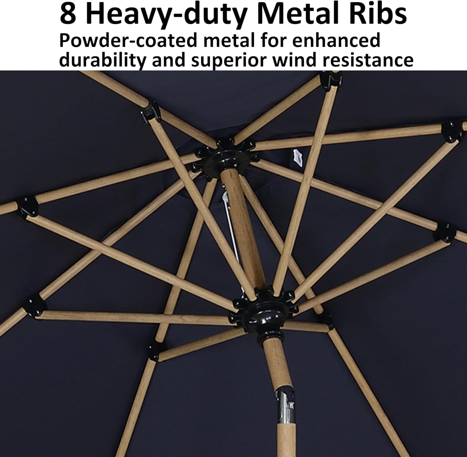 PURPLE LEAF 6' x 6' Square Outdoor Umbrella with Base Outdoor Table Umbrella Aluminum Patio Umbrella with Push Button Tilt & Crank and 8 Ribs Market Umbrella for Pool Backyard Beach, Navy Blue