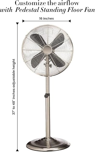 Miniatura 9 de DecoBREEZE Ventilador de pedestal ajustable de altura 3 velocidades ventilador oscilante de 16 pulgadas cobre cepillado