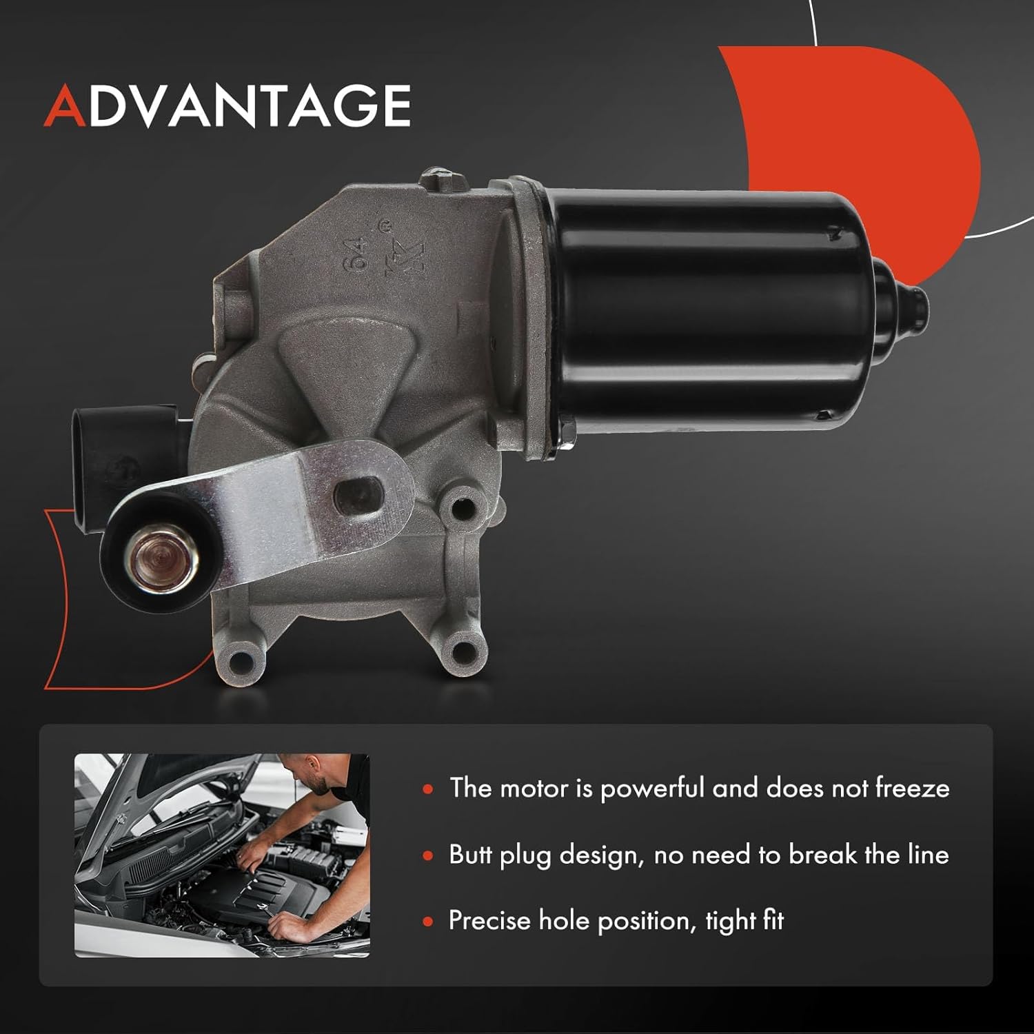 A-Premium Front Windshield Wiper Motor Compatible with BMW 325i, 328i, 328i xDrive, 328xi, 330i, 330xi, 335d, 335i, 335i xDrive, 335is, 335xi, M3, 4-Pin, Replace# 61617161711