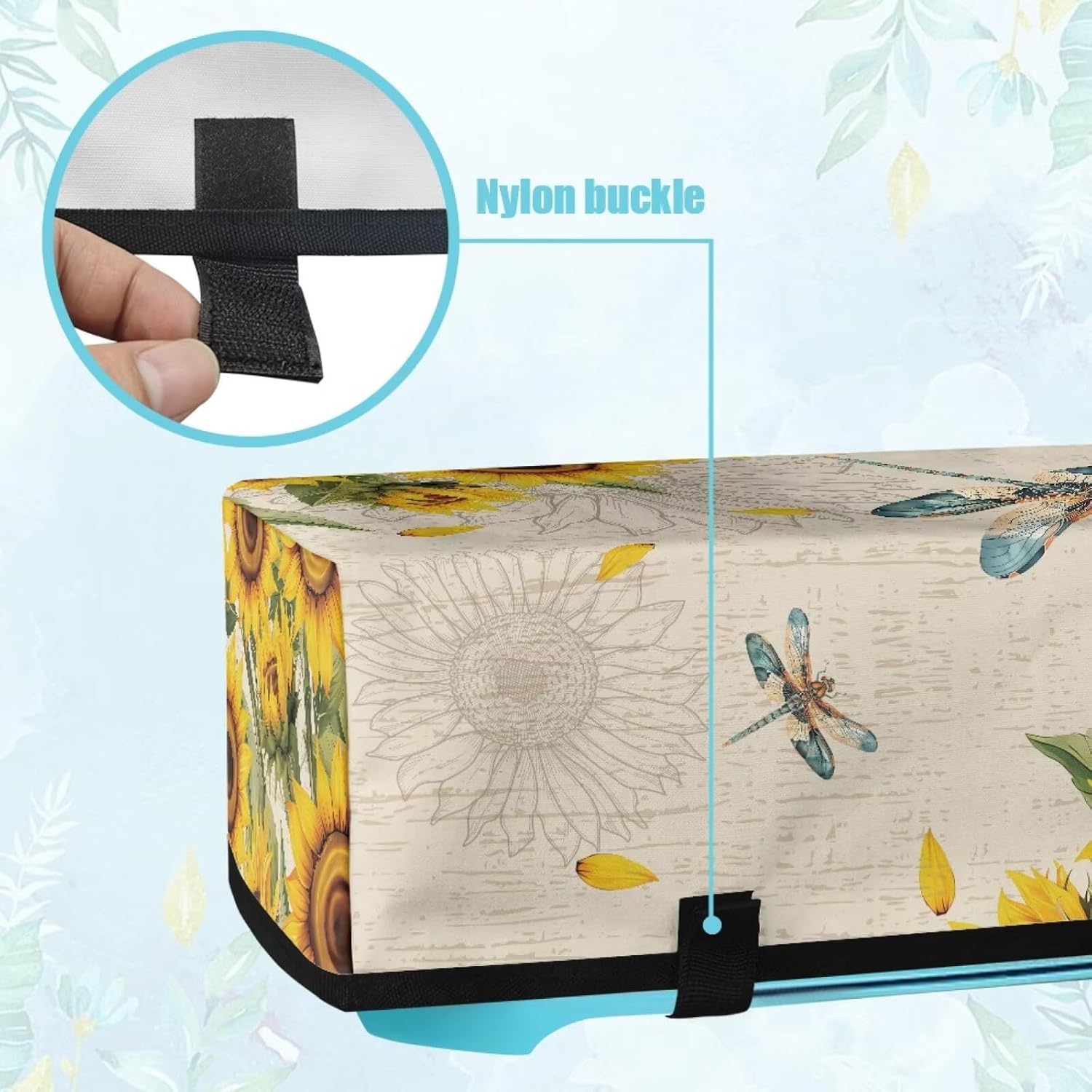 Binienty Beige Dragonfly Dust Cover for Cutting Machine, Sunflower Scrapbooking Die-Cut Machine Cover with 3 Storage Bag Wear Resistant to Keep Clean
