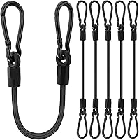 Vista 10 de Cuerdas elásticas con mosquetón, cuerdas elásticas resistentes de 12 pulgadas de largo con clip de mosquetón para exteriores, cuerda elástica extra