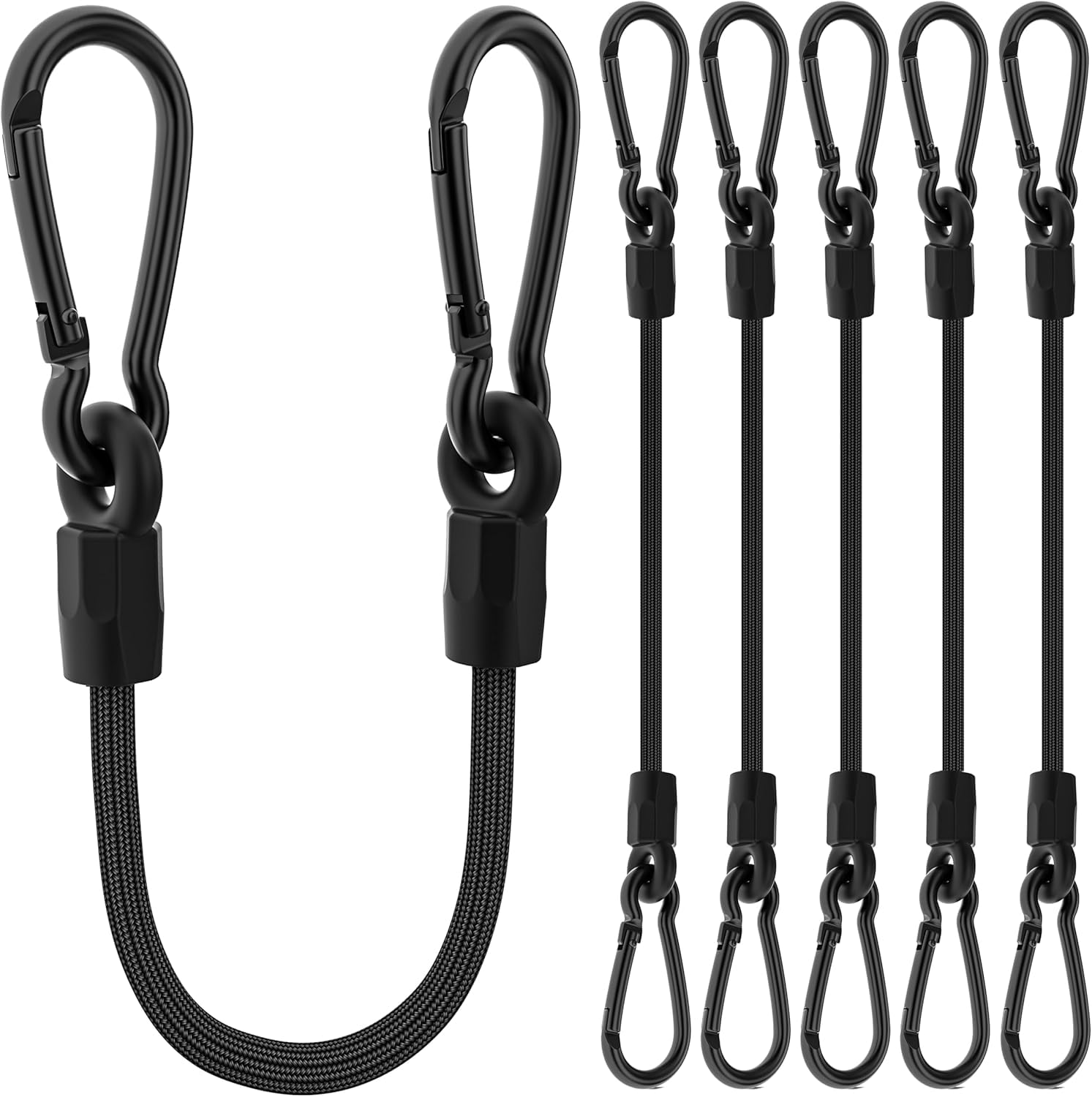 Bungee Cords with Carabiner, 72 Inch Long Heavy Duty Bungee Cords with Carabiner Clip Outdoor, 3/8 Inch Black Extra Strong Elastic Rope with Carabiner Hooks for Camping, Tarps, Bike Rack, Tent, 4 Pack — Amazon image 9