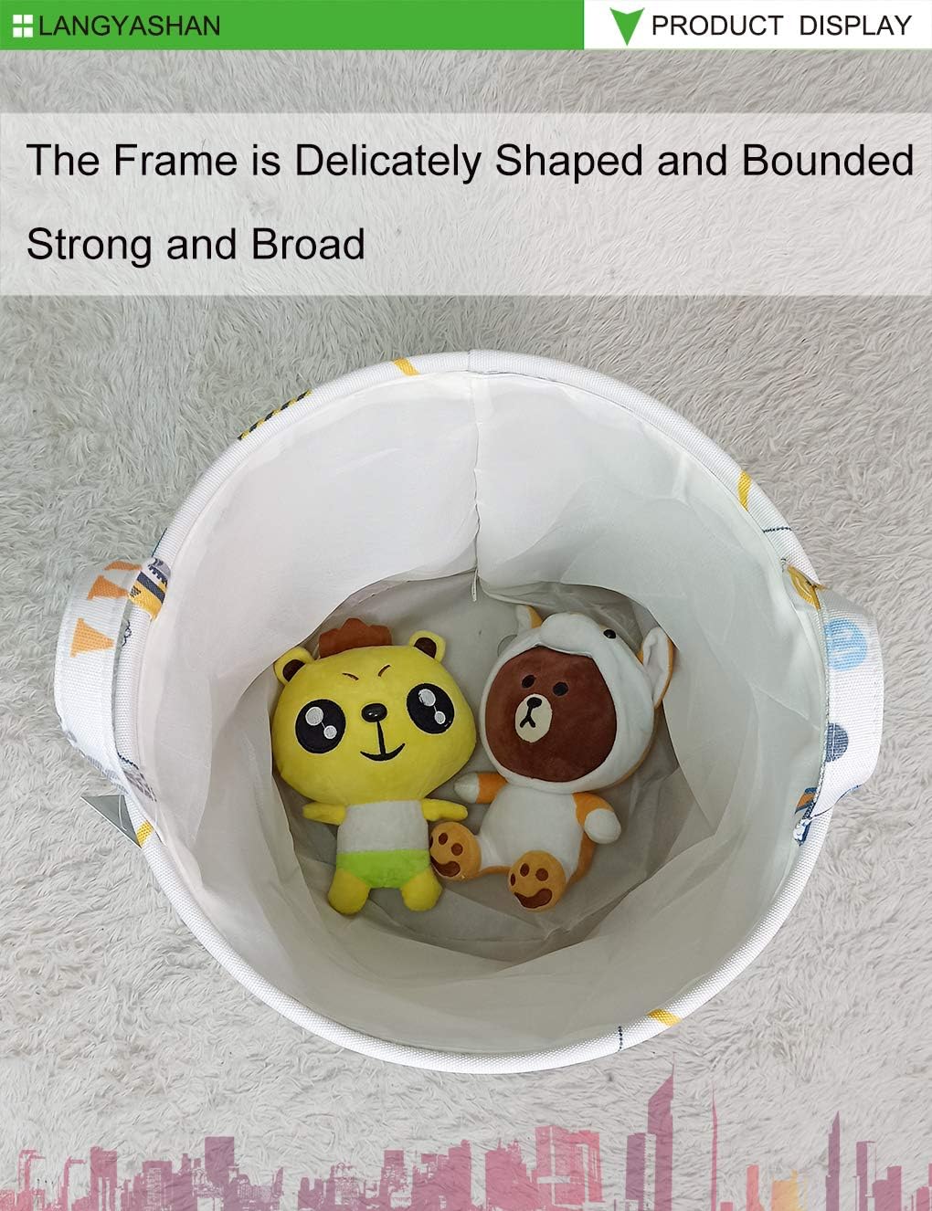 Round Thick Laundry Basket Collapsible Organizer Boys Engineering Car image 5