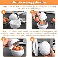 Vista 4 de Cocedor de huevos para microondas, huevos duros para microondas, 4 capacidades, caldera de vapor, escalfadora con tapa para cocinar herramientas