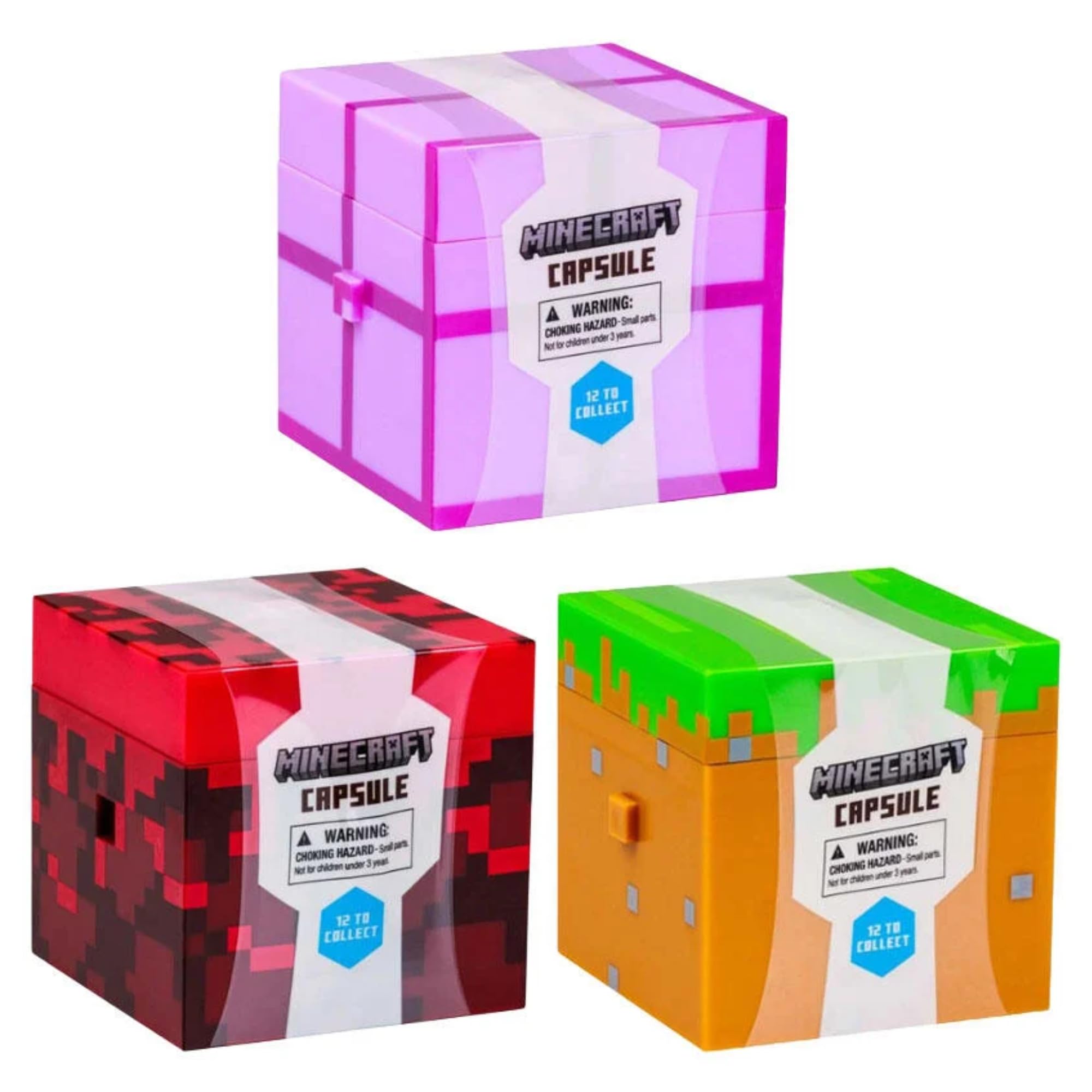 Minecraft Character Blind Bag Figures & Animals Capsule 3 Pack 1 of Each, Multicolor, 3 x 1 x 2 cm