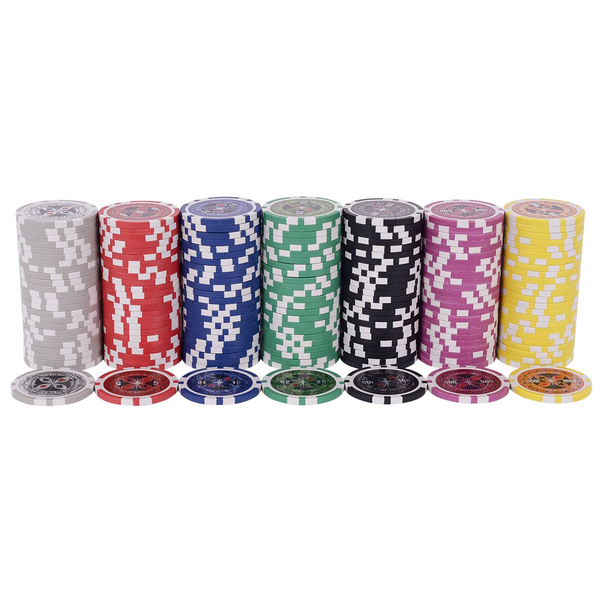 COSTWAY Zestaw żetonów pokerowych 300szt laserowych 11,5g karty pokerowe 5 kości aluminiowe etui Texas Holdem srebrna