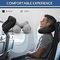 Vista 2 de Almohada inflable de viaje para avión, almohada inflable para el cuello para viajar con terciopelo suave, funda lavable para dormir, avión, tren