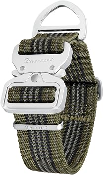 Dog Collar 1.5 Inch Wide Extra Strong Aluminum Quick Release Nylon Dog Collar, Reflective Adjustable, Two-Color Stripe Pet Collar for Medium to XLarge DogsMedium, Military Green