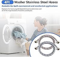 Vista 6 de Mangueras de lavadora de 4 pies, mangueras de lavadora de acero inoxidable de alta calidad, a prueba de explosiones, 2 paquetes, mangueras