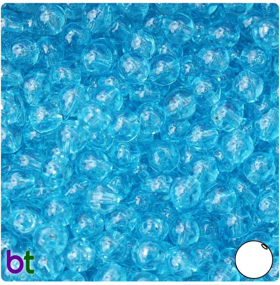 BeadTin Light Turquoise Transparent 8mm Round Craft Beads (300pcs)