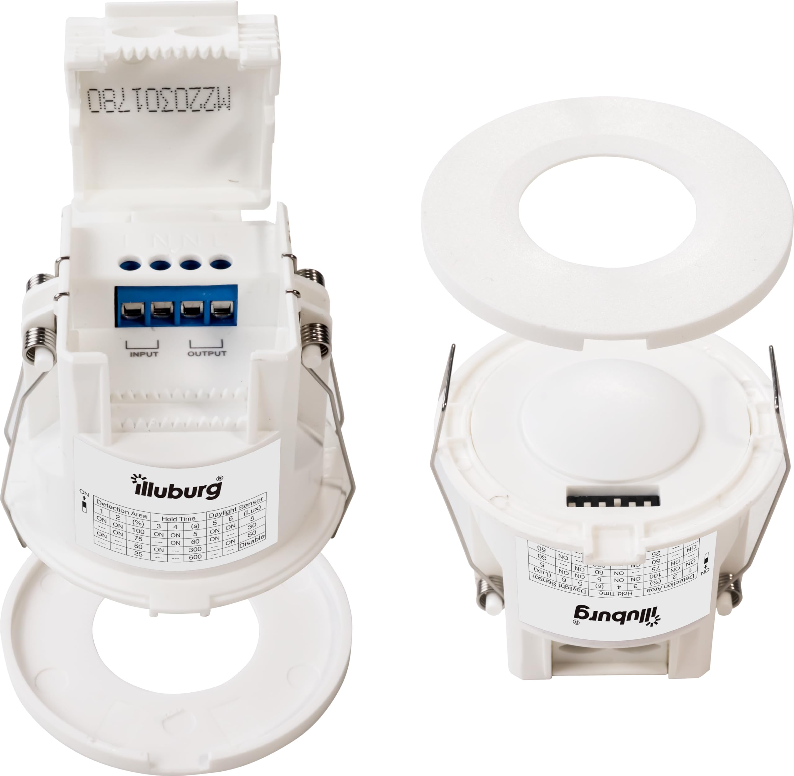 illuburg Motion Sensor 5.8GHz Microwave HF Radar Ceiling Flush Mount with Day Night Sensor Range 8 m, White - Image 2
