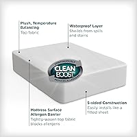 Vista 2 de AllerEase CleanBoost Funda de colchón de punto de felpa acolchada impermeable con barrera de partículas, equilibra la temperatura, felpa suave