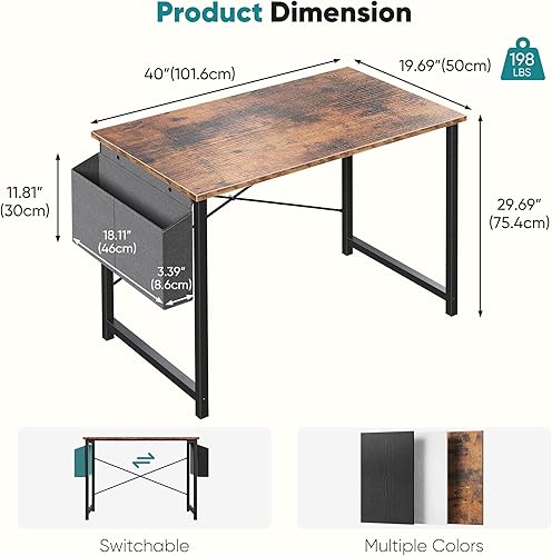Miniatura 3 de OLIXIS Escritorio para computadora de 40 pulgadas, escritorio de oficina en casa para espacios pequeños, mesa de trabajo de estudio de escritura