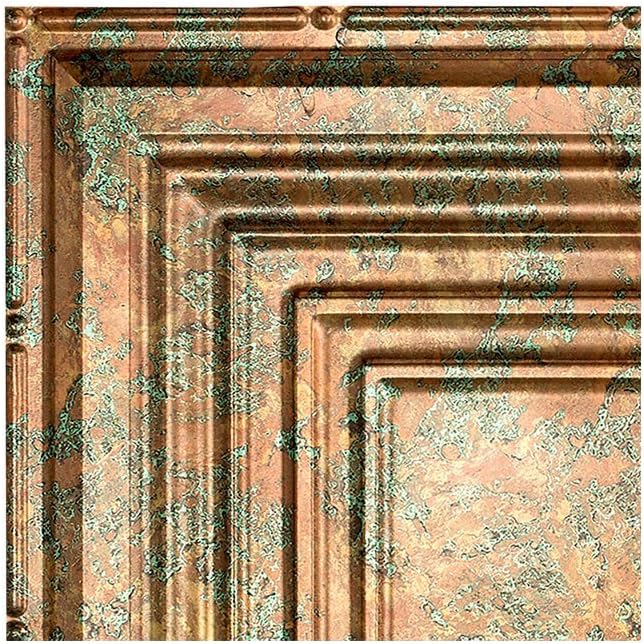 FASÄDE Traditional Style/Pattern 3 Decorative Vinyl Glue Up Ceiling Panel in Oil-Rubbed Bronze (12X12 Inch Sample)