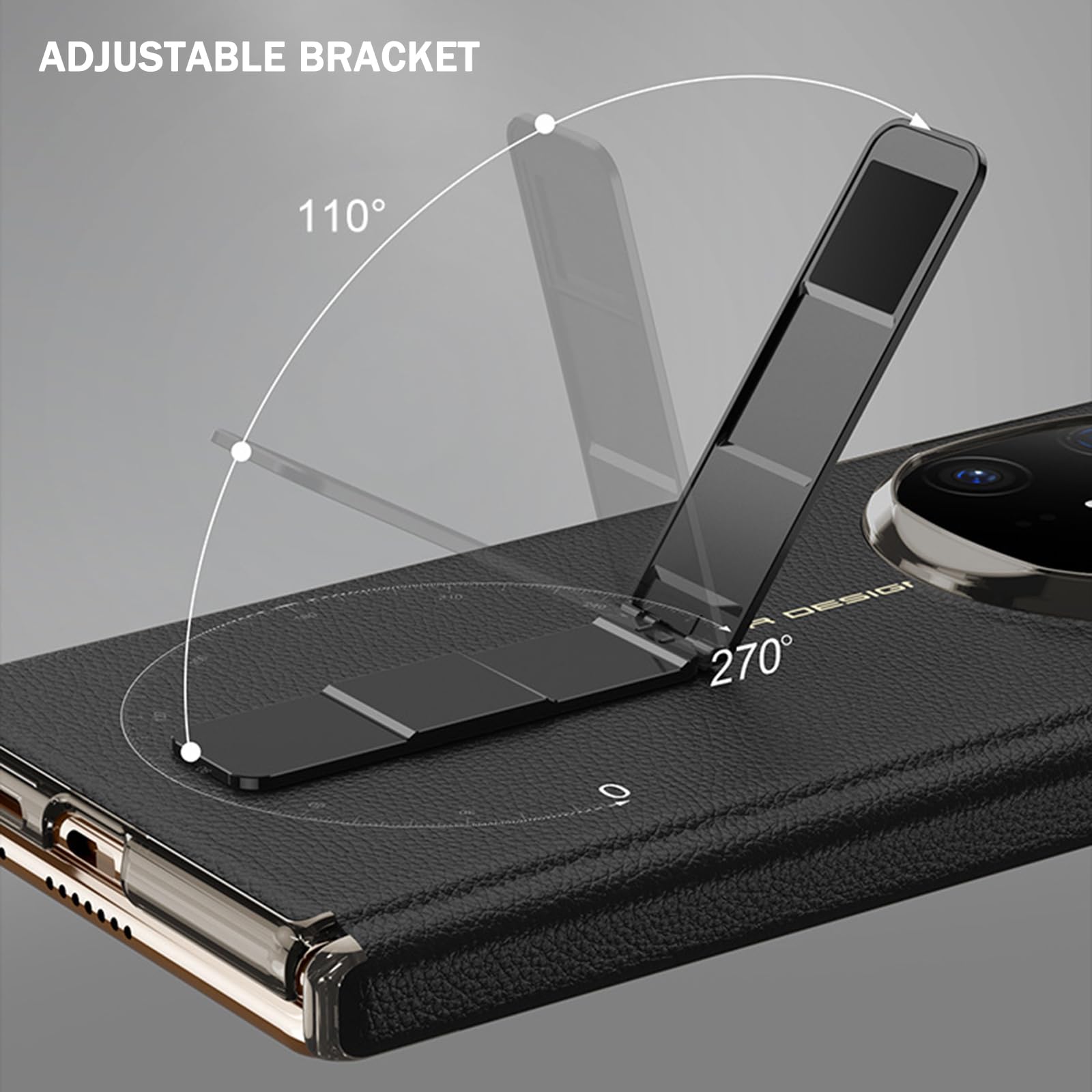 Skórzane etui do Huawei Mate X6, obrotowy stojak, luksusowa, odporna na upadek tylna obudowa z ochroną zawiasów przed zarysowaniami, etui biznesowe, czarne, Mate X6