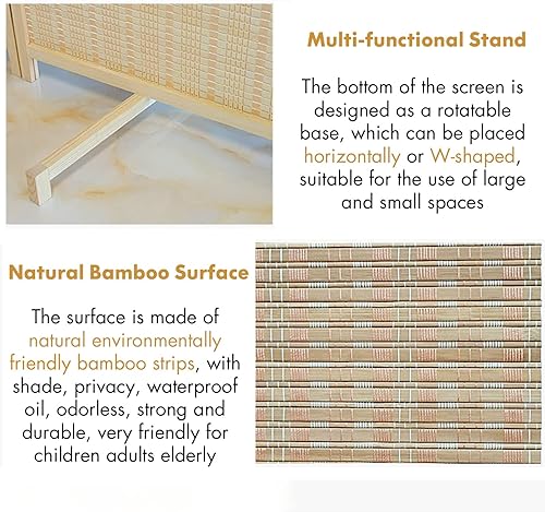 Miniatura 5 de 120 130 140 150 160 170 180 Cm Ultra High Room Devider Pantalla para cambiar de ropabalcóngaraje, de bambú retráctil de pie Biombos Privacidad