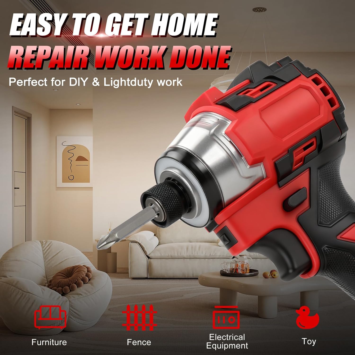 Brushless 1/4" Impact Driver Kit, 1770 in-lbs Max Torque for Milwaukee M18 Battery, 8 Mode Selection, LED Light, with 13-Piece Bit Set (Battery Not Included)